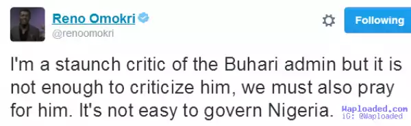We must pray for Buhari, it is not easy to govern Nigeria - Reno Omokri